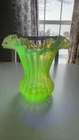 HTF Fenton Striped Vaseline Glass Vase
