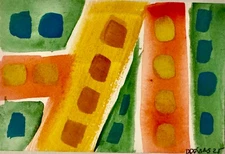ACEO original abstract painting watercolor on paper handmade OOAK