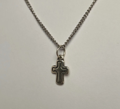 James Avery Small Framed Cross Sterling Silver Charm Necklace ~15.75" Chain