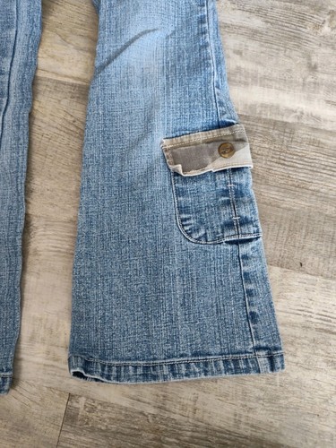 Vtg bongo girls Blue Jeans Embroidered Paisleys Camo Accents flare jeans size 7 - Picture 3 of 19