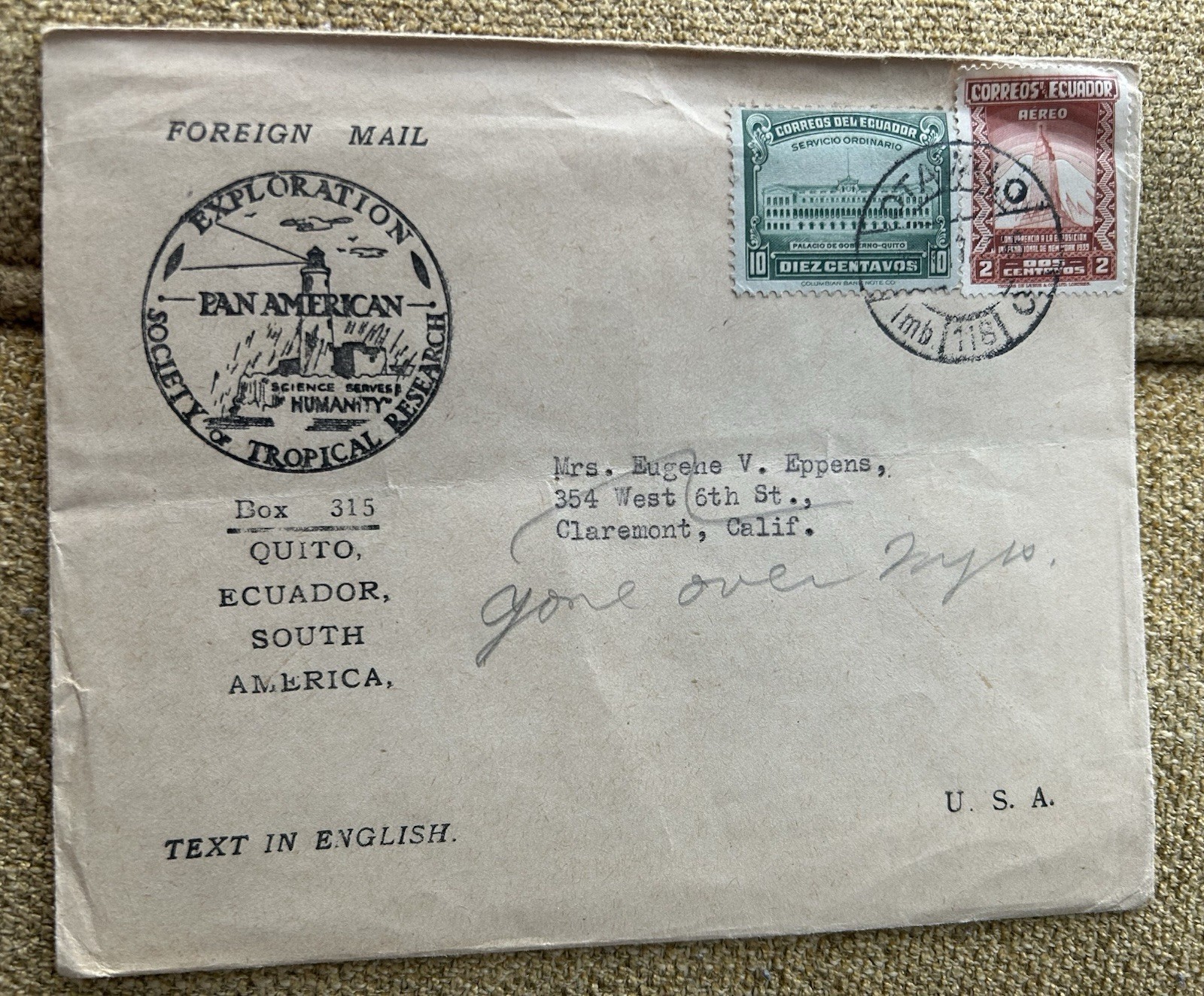 Ecuador 1940s Cover To USA