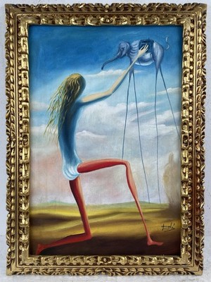 Salvador Dali Oil On Canvas (Handmade) signed and stamped Framed
