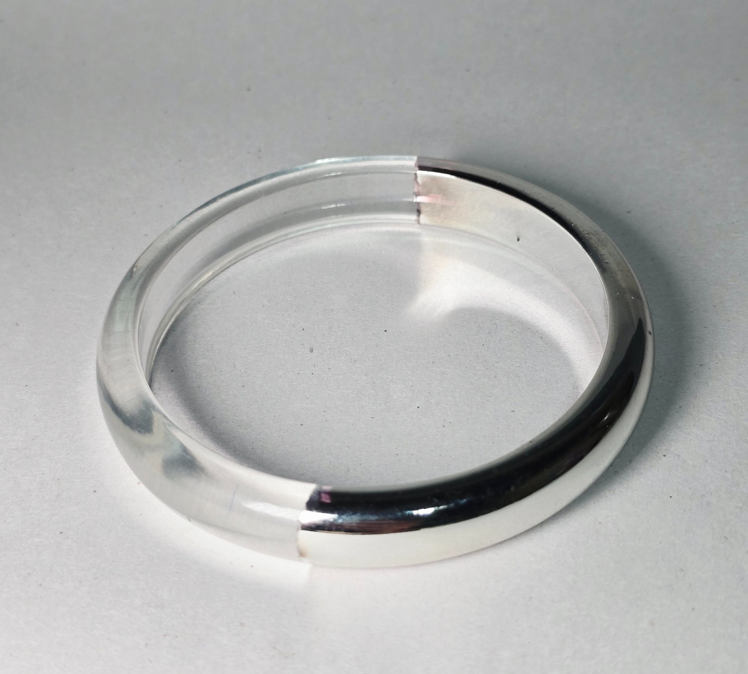 Modern Two Tone Split Bangle Bracelet Clear Lucit… - image 6
