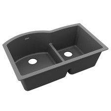 Elkay ELGHU3322RGY0 Quartz Classic 33" Offset 60/40 Double Bowl Undermount Sink