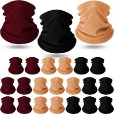 20 Pcs Winter Fleece Neck Warmer Gaiter Windproof Scarf Black, Mauve,khaki