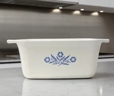 CorningWare Blue Cornflower P-4-B 1.5 Qt Loaf Dish USA Baking Cooking Ceramic