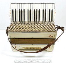 Vintage German HOHNER Piano Accordion White 34 Treble 48 Bass Works, Needs Resto
