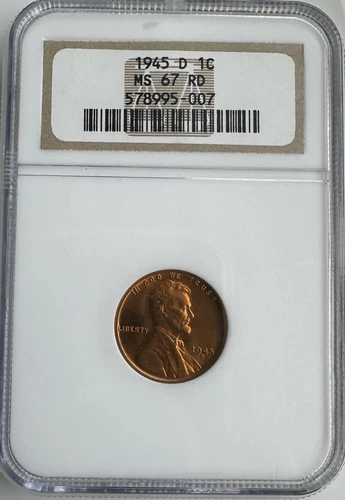 1945-D Lincoln Cent MS67RD NGC (#PA578995007)