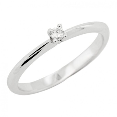 Solitärring 4V Diamant 0,057 ct F SI Gold 18 kt 2,61 g