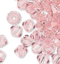 48 Swarovski Light Rose 4mm Xilion Crystal Bicone Beads 5328 