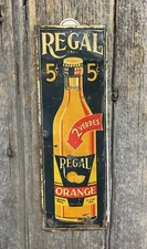 Original Antique Regal Orange Soda Country Store Door Push Advertising Sign