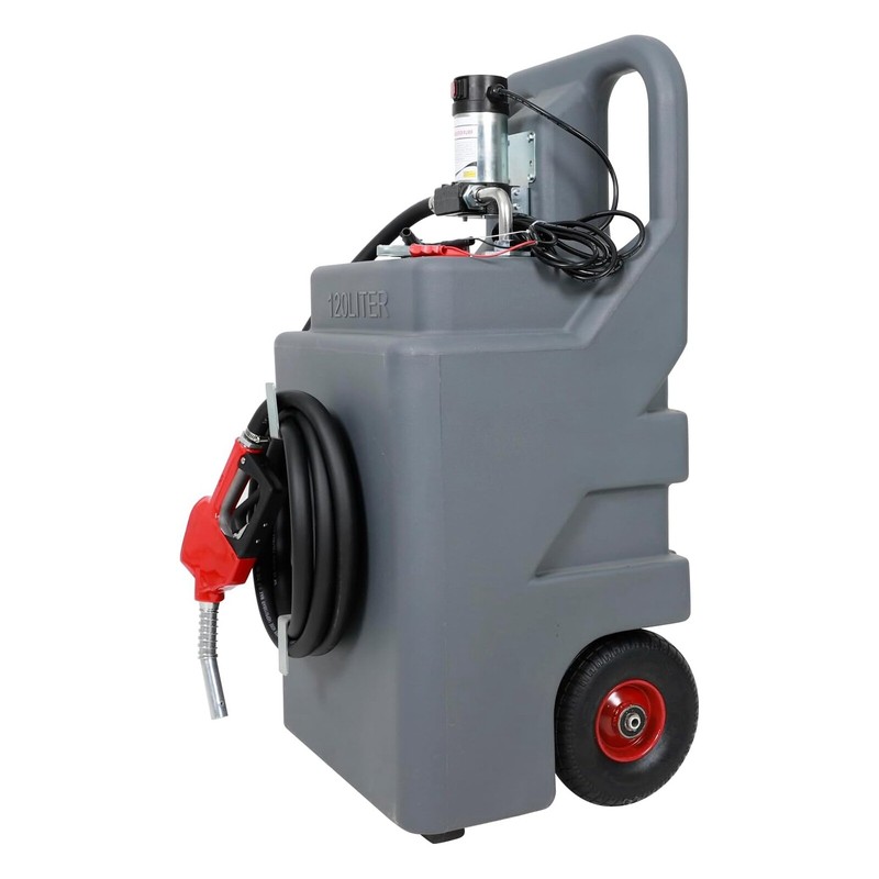 Portable 32 Gallon Diesel Fuel Caddy Tank with 12V 10GPM Fuel Transfer Pump
