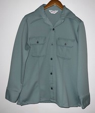Wrangler Mens Vintage 70s Button Down Shirt Green / Teal Country Western Sz M