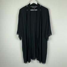 Victoria s Secret Womens Medium/Large Robe Lace Trim Solid Black Open Front M/L