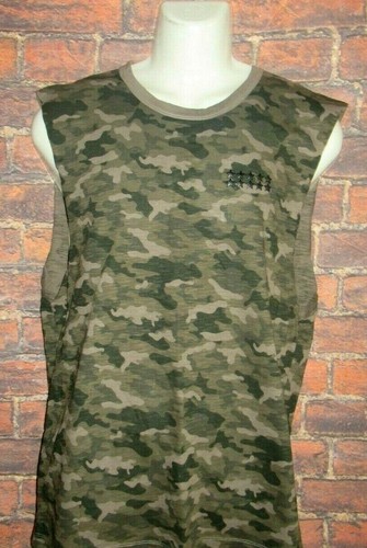 MENS ZARA CAMOUFLAGE GREEN SLEEVELESS T 