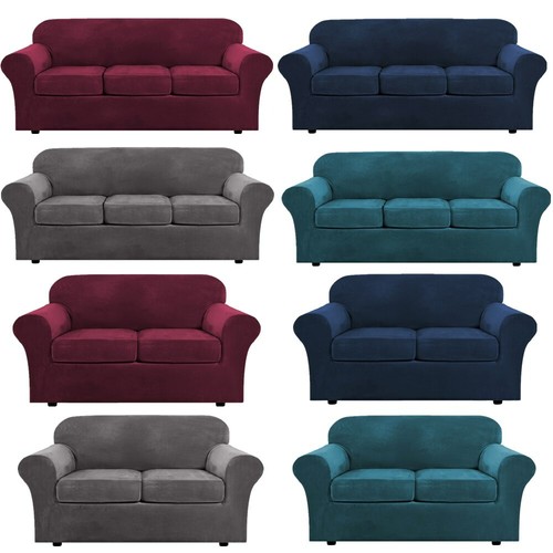 2/3 Seater Velvet Stretch Sofa Cover Separate Seat Cushion Slipcover Couch Cover - 第 1/99 張圖片