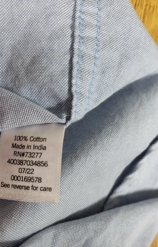 Camisa Sonoma Niño Talla LG Azul Algodón Mangas Cortas Cuello Abotonable  Foto 3 de 4