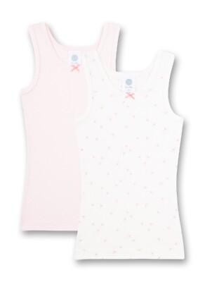 Girls' Underwear In Double Pack, Pink + White Floral By Sanetta Size 128