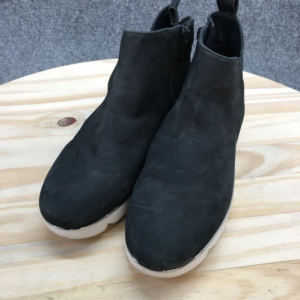 Alex Marie Boots Womens 6.5 M Casual Ankle Booties Wedge Black Leather Zipper - Image 3 of 4