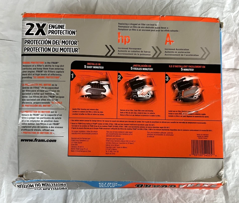 FRAM Extra Guard CA10626 Replacement Engine Air Filter for Select Cadillac CTS - Image 4 of 4