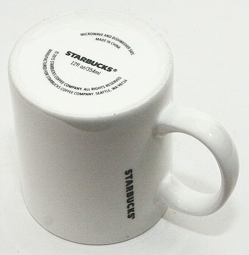 Starbucks Bone China Mug White Green Logo Mermaid Siren Logo 2015 12 oz - Picture 5 of 6