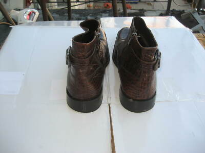 JM Weston Mens Dark Brown Alligator / Crocodile Leather Boots
