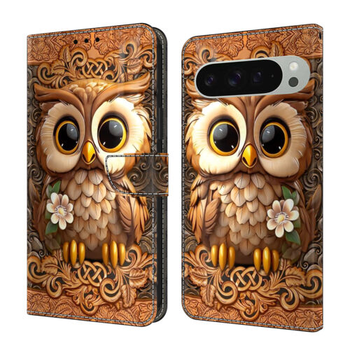 Printed Leather Case For Google Pixel 9 Pro XL Pixel 9a Wallet Flip Stand Cover - Picture 22 of 27
