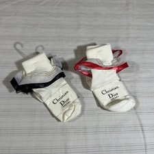 2 Pairs Vintage Christian Dior Girl Ruffles Socks Size 5-6.5 NEW NOS S1