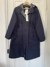 Toast High Neck Cotton Parka Coat - Navy, Size 12 M - Rrp £495 -used 1 Week Only