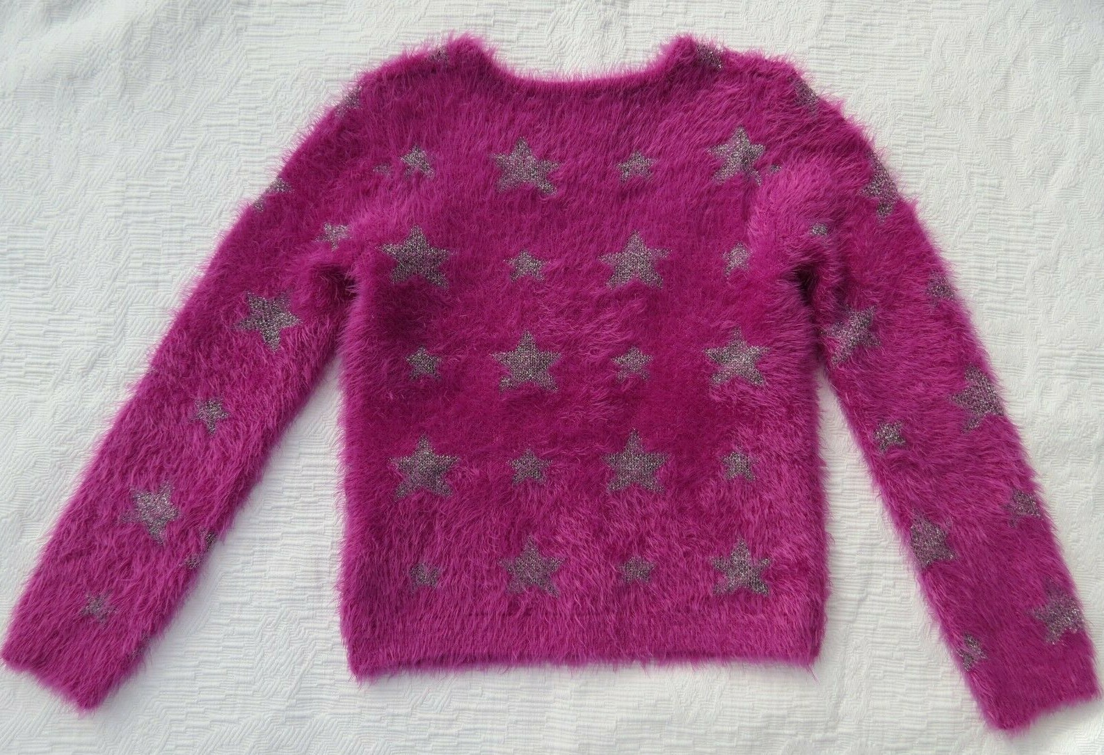 Fuzzy Fuchsia with Sparkly Silver Stars 