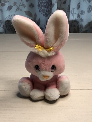 Vintage 1981 Applause Pink Bunny   Pansy  Sitting Yellow Bow 9 