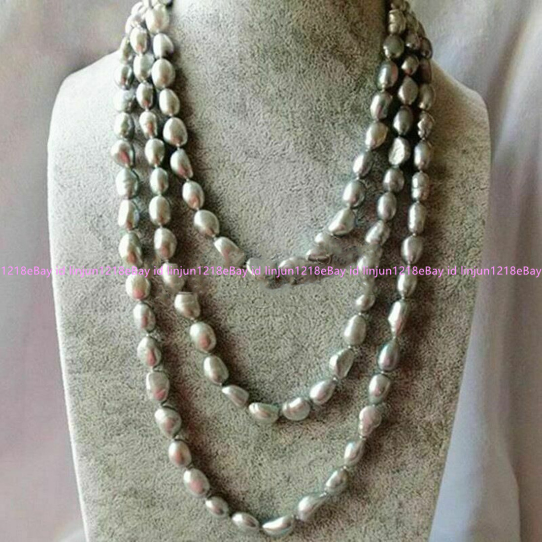 Long36-60'' Women's Jewelry 7-8mm Gray Baroque Long