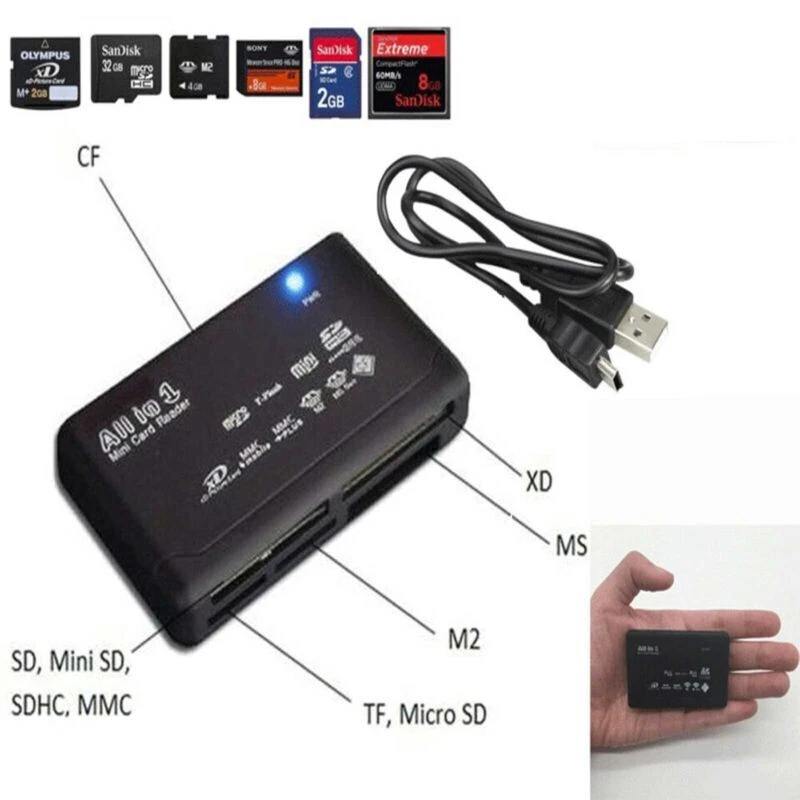 Memory Card Reader Mini 26-IN-1 USB 2.0 High Speed For CF xD SD MS SDHC - Image 2 of 4