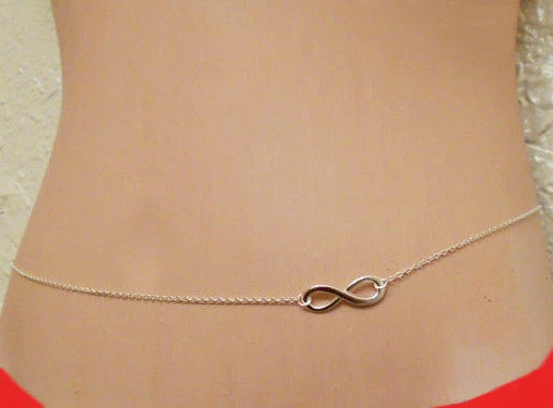 Sexy Catena collana per il corpo pancia INFINITO Argento Danza del ventre Donna - Immagine 3 di 3