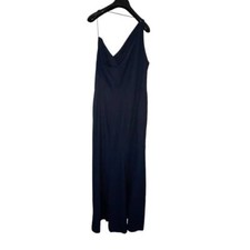 After Six One Shoulder Draped Cowl Neck Midnight Blue maxi Dress Size 12