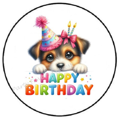 HAPPY BIRTHDAY DOG ENVELOPE SEALS LABELS STICKERS PARTY FAVORS