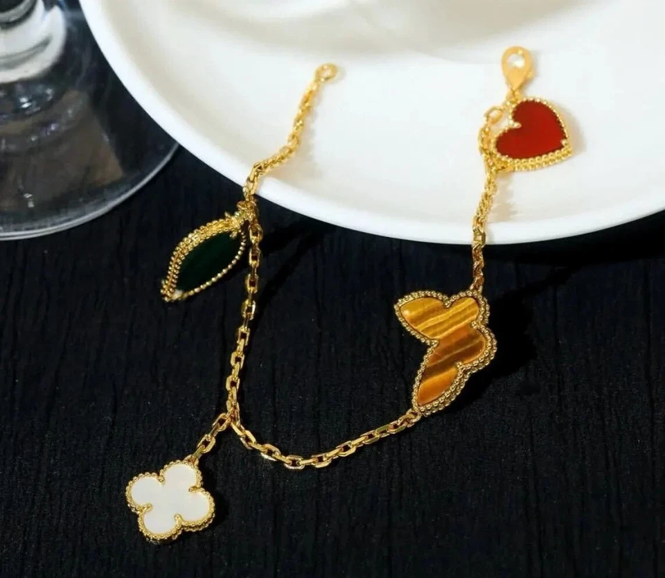 Pulseira Berloques Prata Esterlina 925, Banhada a Ouro, Pulseira da Moda, Presente de Férias - Imagem 2 de 4