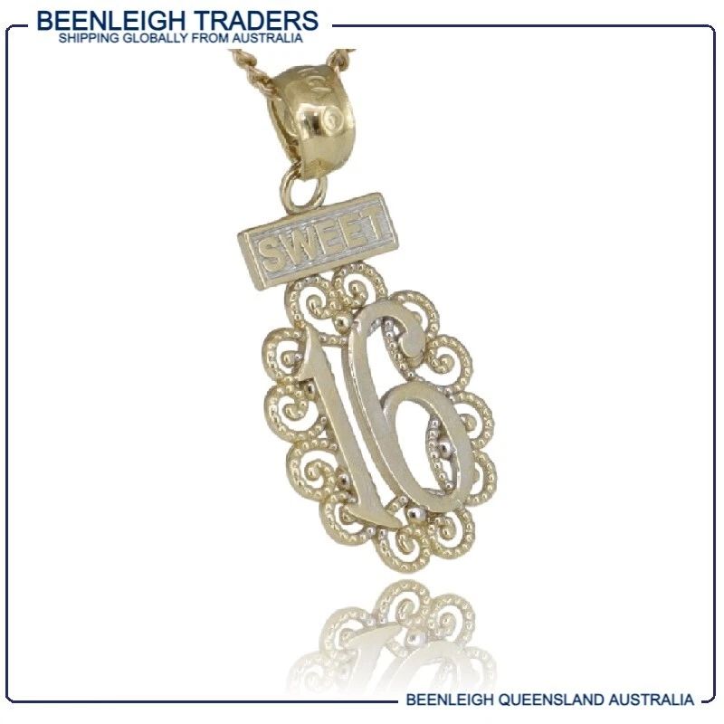 Yellow Gold SWEET 16 CHARM or PENDANT Guaranteed Genuine Real