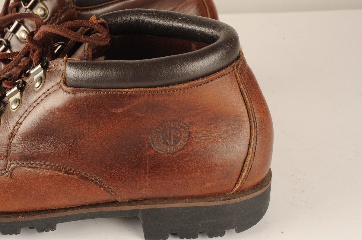 Vintage HHB Brown Leather Ankle Boots Watermocs Moc Toe Lace 