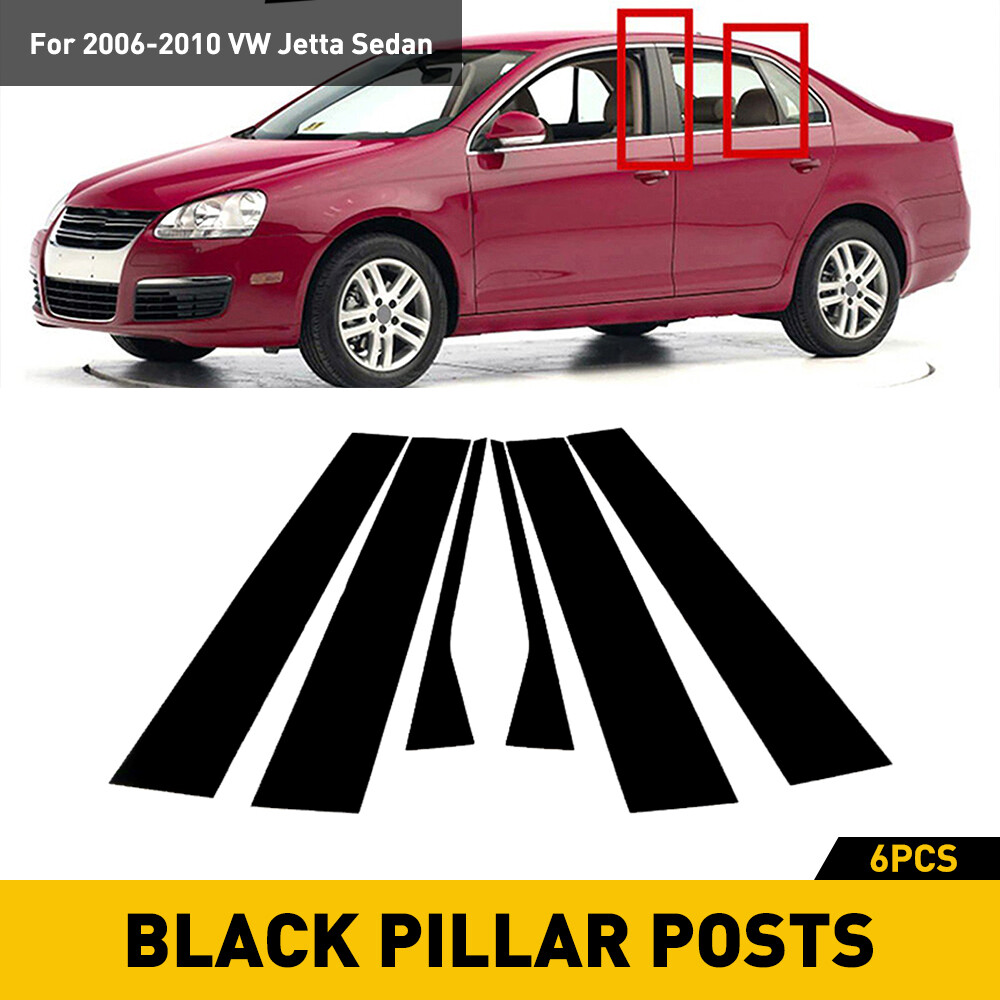 6 For 2006-2010 VW Jetta Sedan Black Pillar Post Door Trim Cover Car Accessories