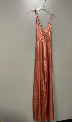 Club London Shimmery Rose Gold Sleeveless Formal Dress High Front Slit Sz 4  | eBay