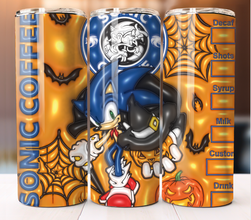 Sonic Halloween Inflated  Coffee Tumbler 20 oz Skinny Cup Mug Stainless Steel