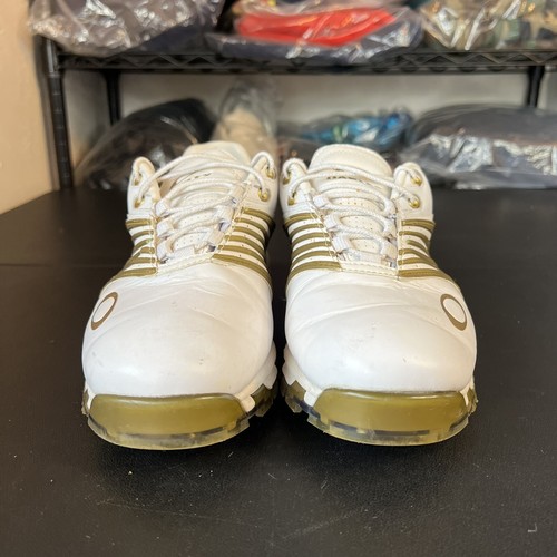 Rare Men's Vintage Y2K Oakley Golf Shoes White Gold 14029-160 Size 8 Distressed - Picture 5 of 19