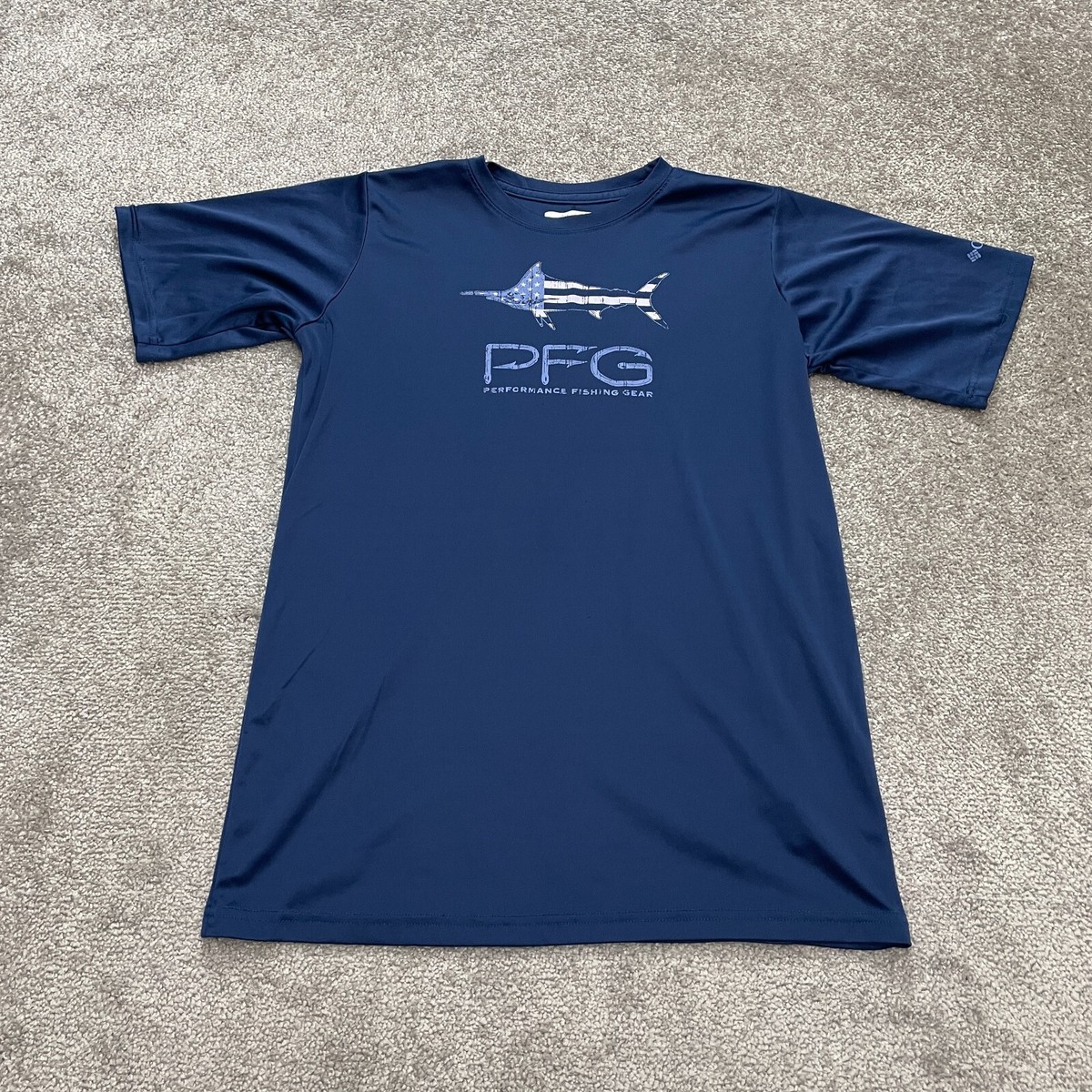 Columbia PFG Tidal Tee T-Shirt Boys XL Blue Crew Neck Short Sleeve