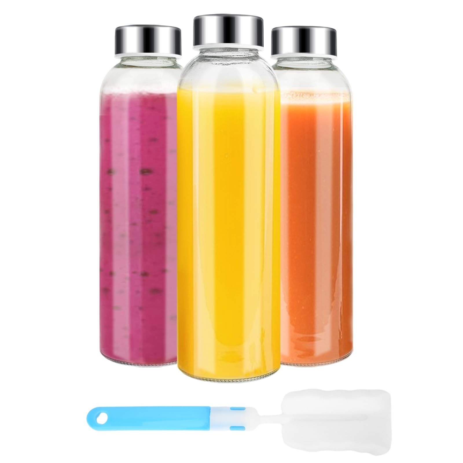 With Lids 18 Oz, Reusable Glass Water Bottles With Stainl...