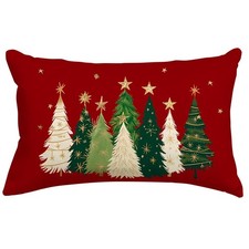 RABUSOFA Christmas Tree Pillow Covers 12x20 20" x 12" Pack of 1 , Red