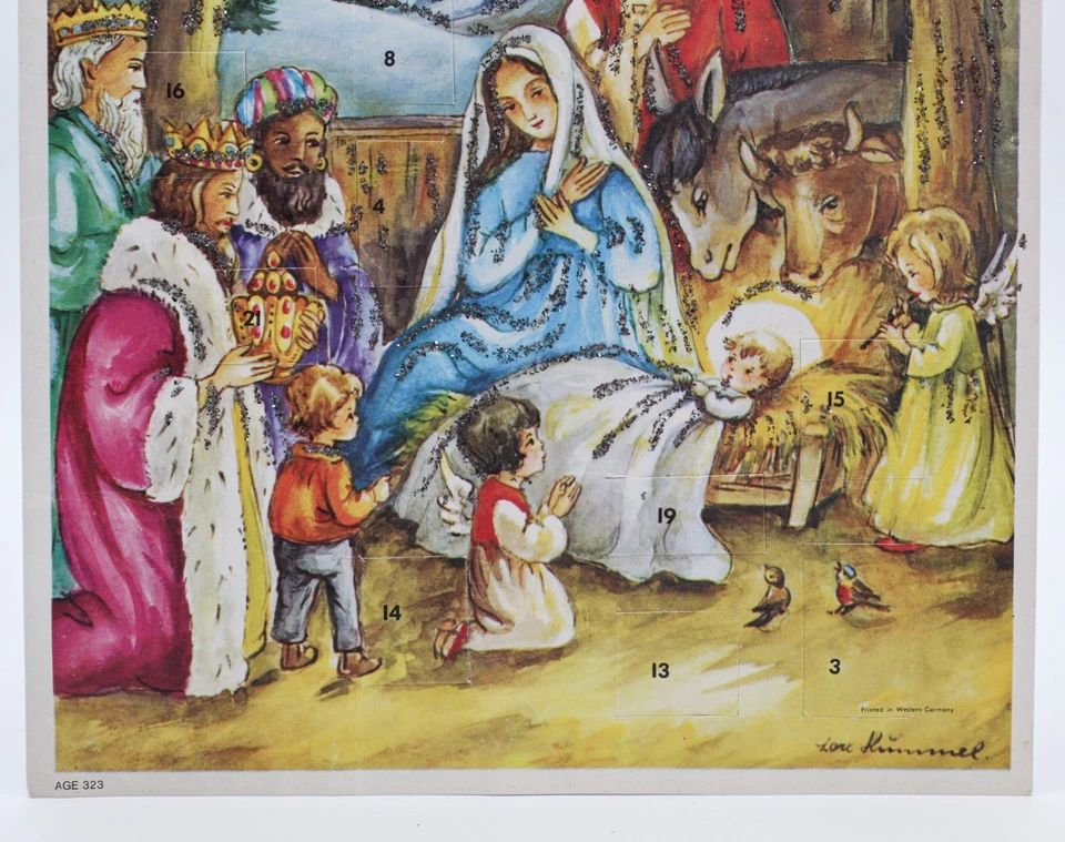 Vintage Made In Germany Festive Nativity Paper Christmas Advent Calendar - Image 3 of 4