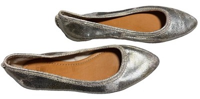 *Frye Regina 6.5 US Ballet Flats Platinum Shine Leather Slip On Shoes