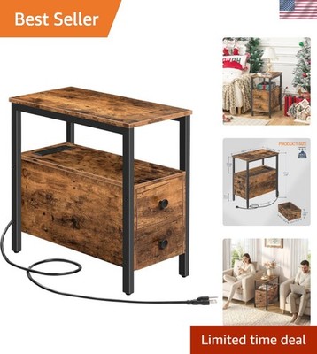 Chic Small Spaces Nightstand with USB Charging & Rustic Style - 11.8'' x 18.9''