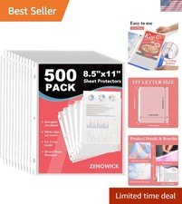 500 Clear Sheet Protectors 8.5x11 Inch, Plastic Page Sleeves for 3-Ring Binders